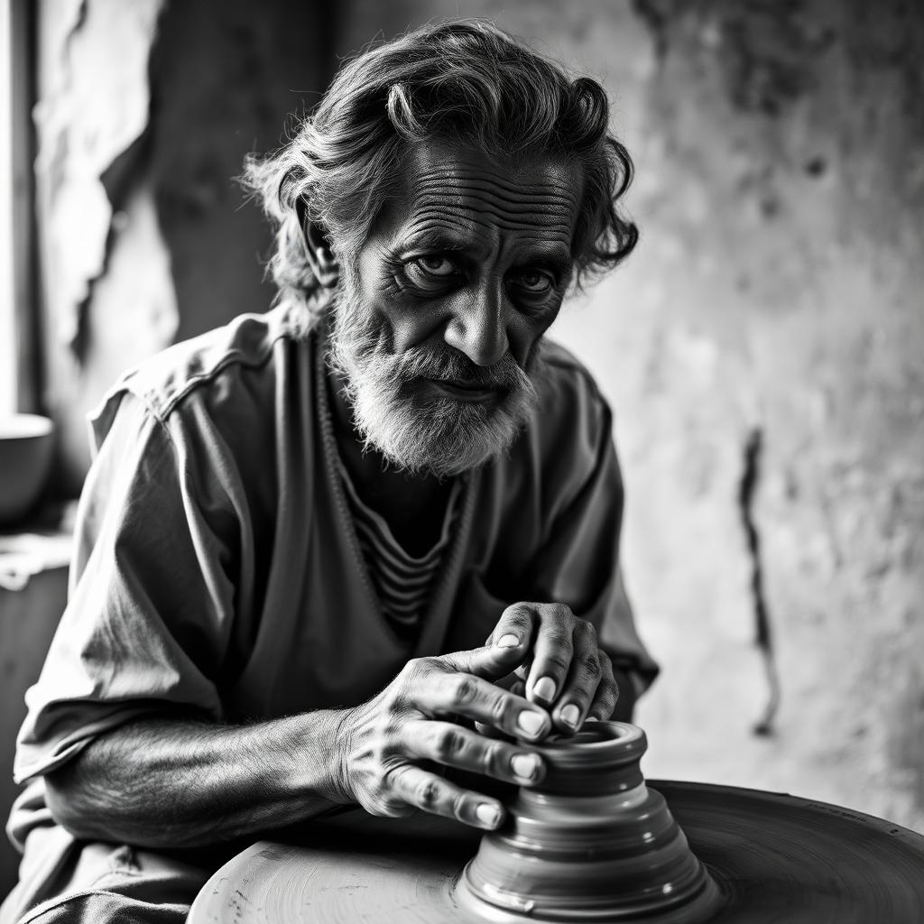 Master potter at the wheel